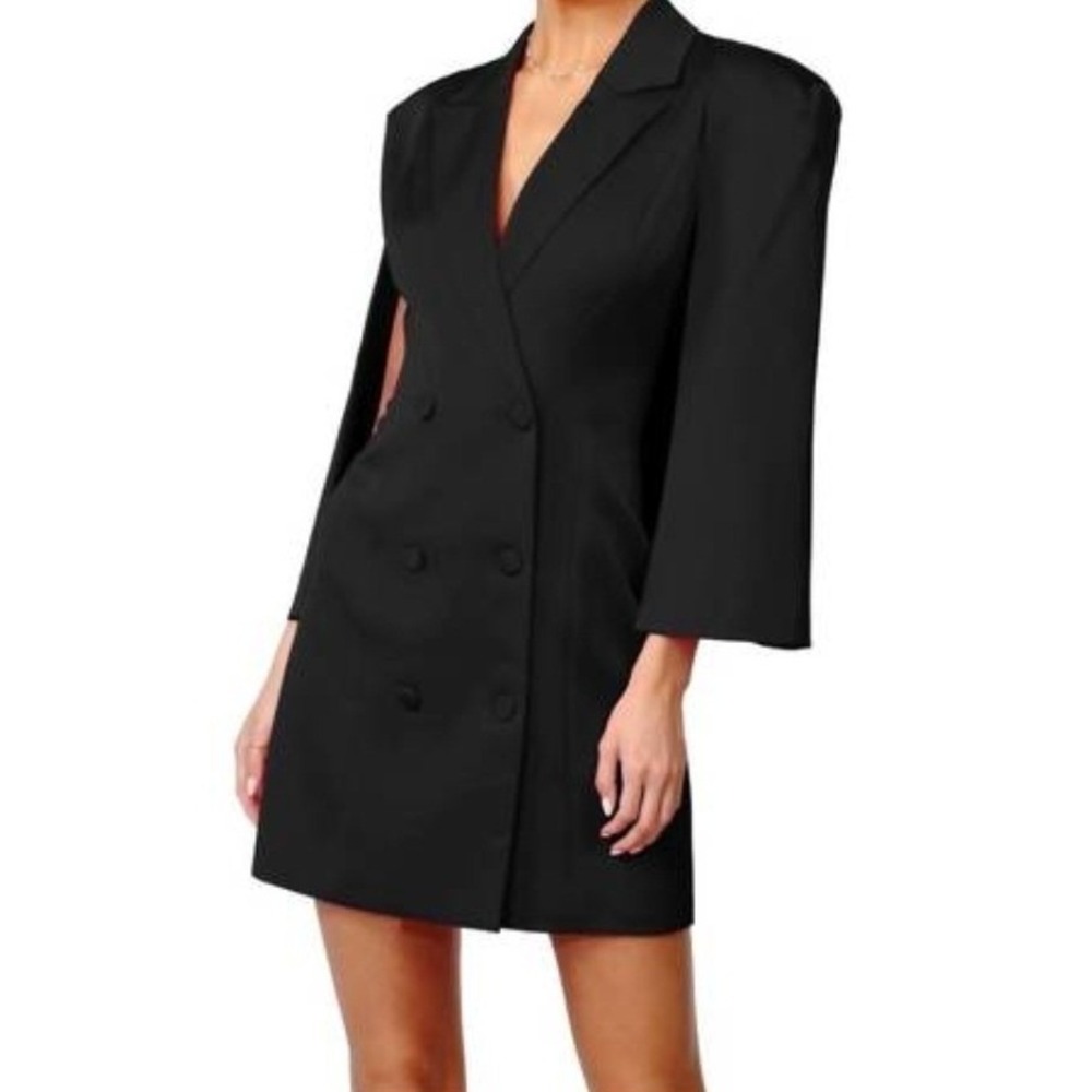Adelyn Rae Womens M NWT Thalia Cape Blazer Dress Black Mini Quiet Luxury Chic